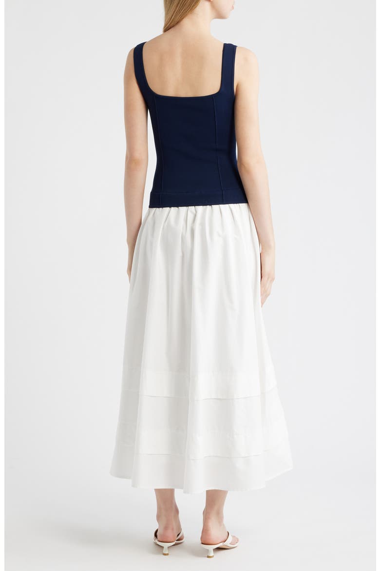 Mixed Media Midi Dress, Alternate, color, NAVY