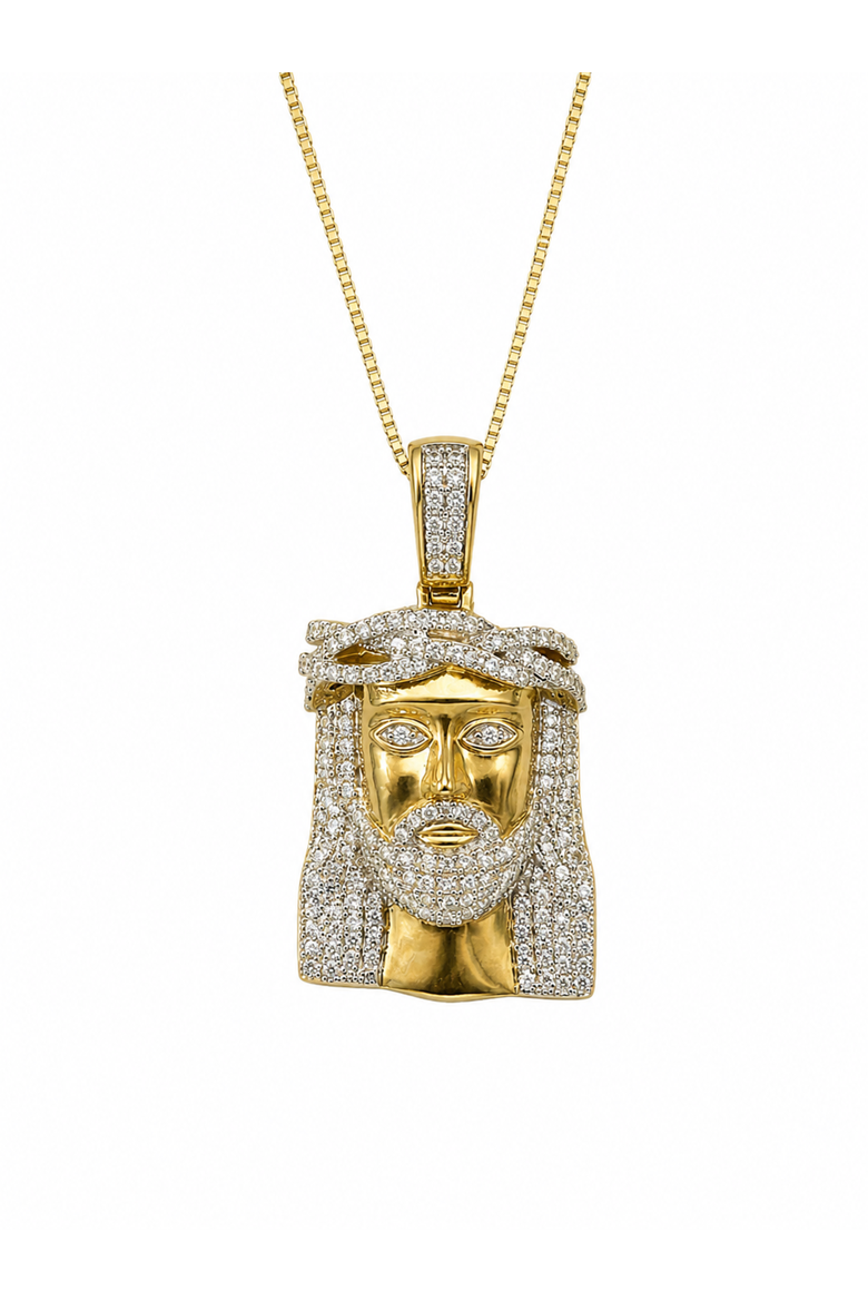 Divine Radiance 10K Gold 0.9 Ct Diamond Jesus Pendant, Alternate, color, 10K Yellow Gold