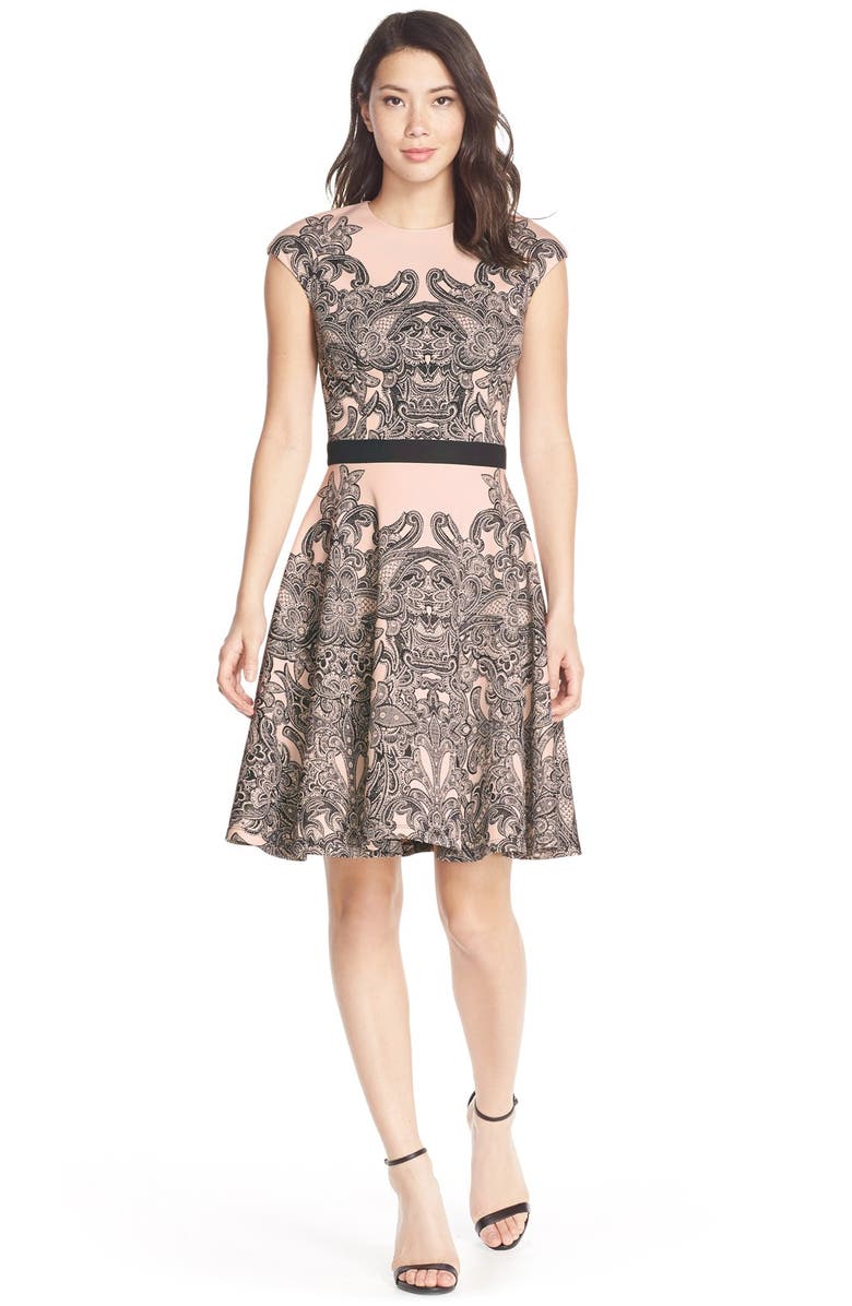 Maggy London Maggy London Print Scuba Fit & Flare Dress, Alternate, color, 