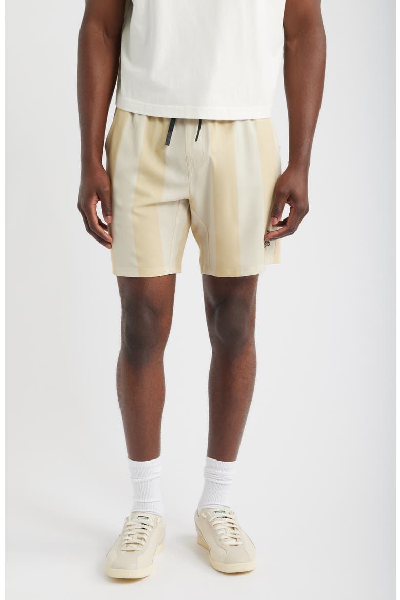 Appreciate Striped Tech Shorts, Main, color, CREAM