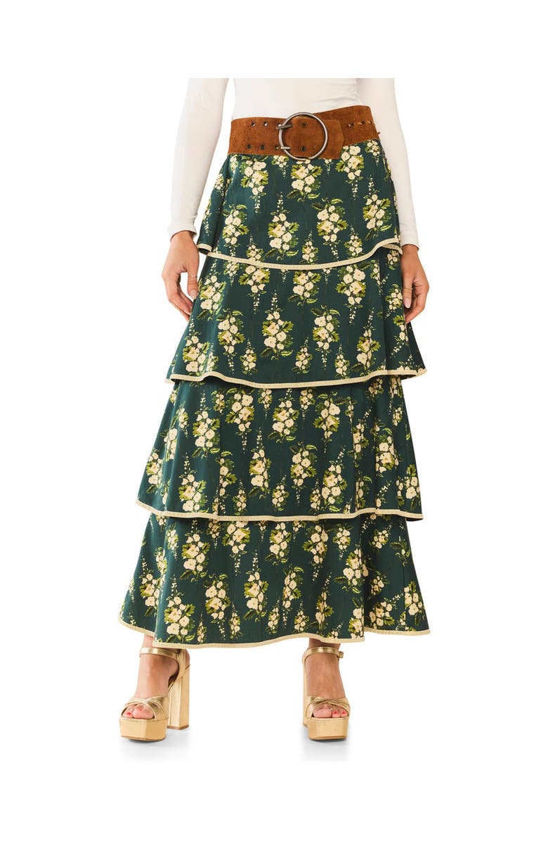 Eddy Kenz Skirt x McKenzie Collaboration, Main, color, Deep Green Cream Floral