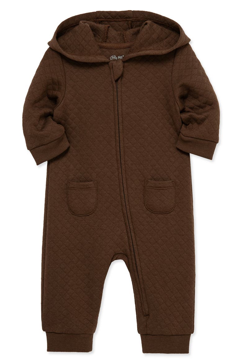 Kids' Quilted Hooded Coverall, Alternate, color, BROWN