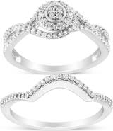Haus of Brilliance Silver 1/6 Cttw Diamond Composite Halo and Split Shank Bridal Ring Set