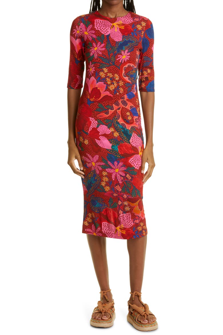 Snake Garden Jersey Dress, Main, color, RED SNAKE GARDEN