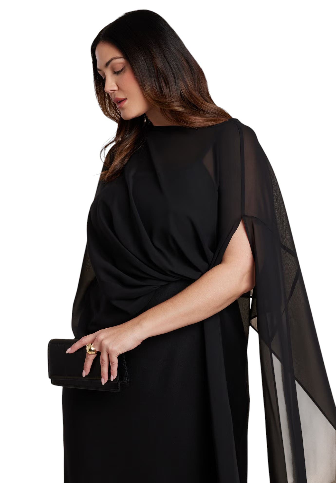flowy cape dress Coast Women's Cape Sleeve Maxi Dress in Black | Size: 12