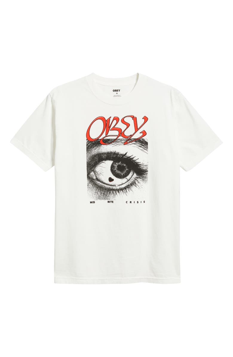 Obey Mid Nite Crisis Cotton Graphic T-Shirt, Alternate, color, Pigment Vintage White