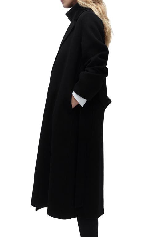 Mango Handmade Wool Blend Wrap Coat In Black