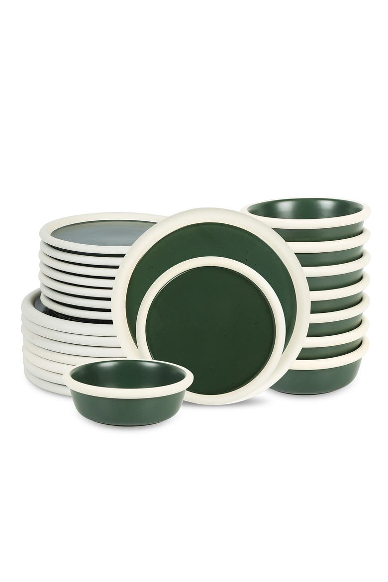 Capri Stoneware 24-Piece Dinnerware Set, Main, color, Green