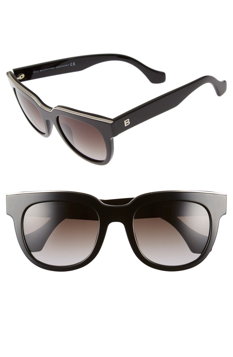 Balenciaga Paris Rectangular 52mm Sunglasses, Main, color,