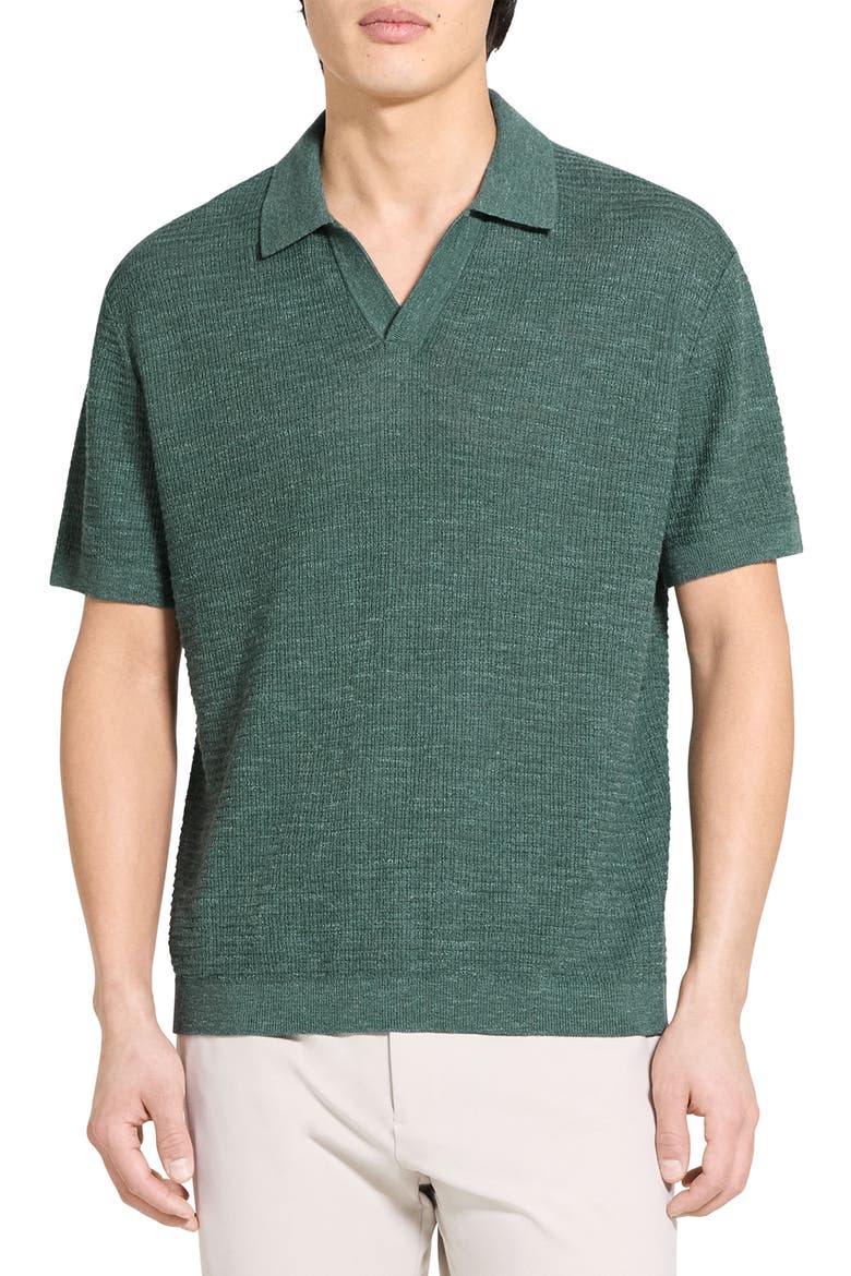 Brenan Linen Blend Polo, Main, color, LIGHT PINE GROVE