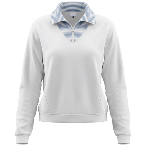Striped Collar Half Zip Cotton Spandex Sweater