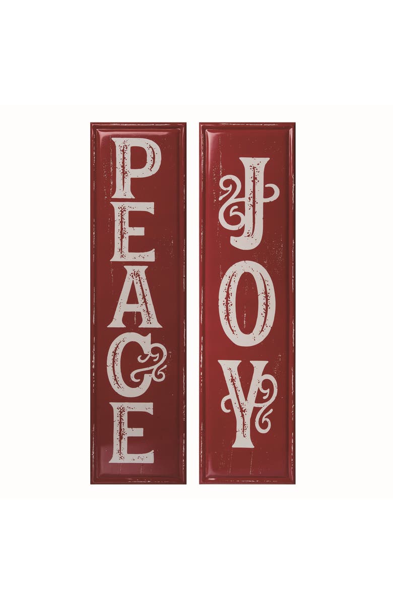 Transpac Metal Joy Peace Wall Decor Set of Two Christmas Decorations, Main, color, Multi
