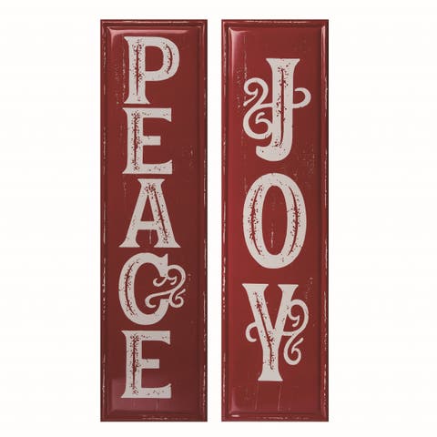 Metal Joy Peace Wall Decor Set of Two Christmas Decorations