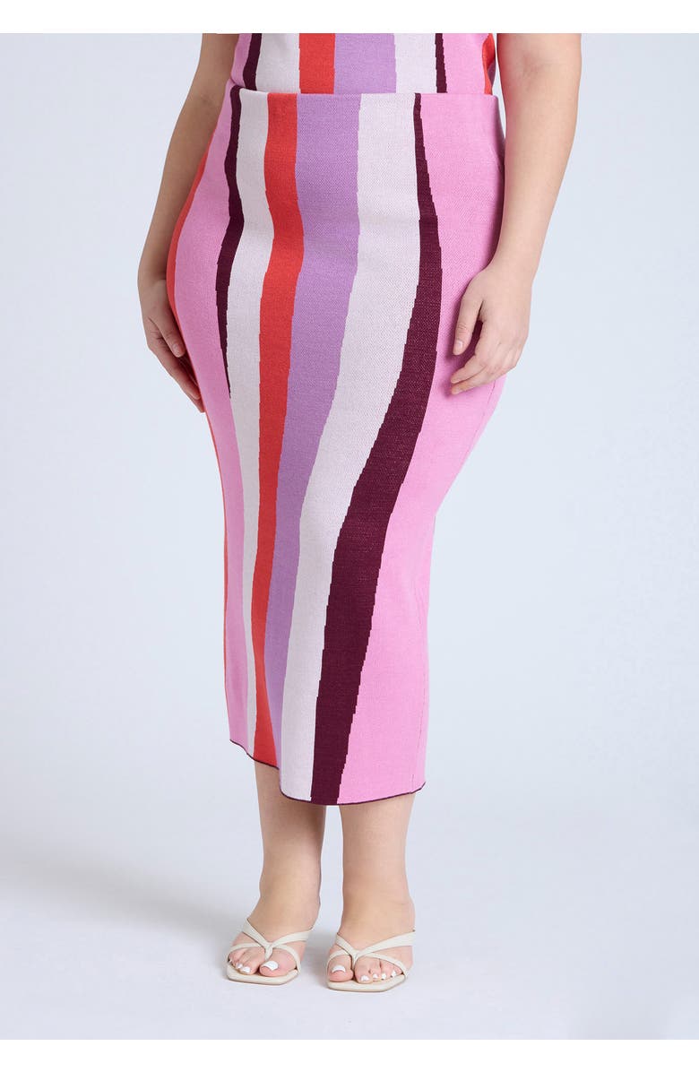 ELOQUII Intarsia Column Skirt, Alternate, color, Lavender Tomato Wave