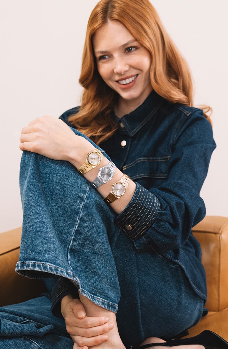 Movado Mini Bold Quest Bracelet Watch, 28mm, Alternate, color, Gold Dial