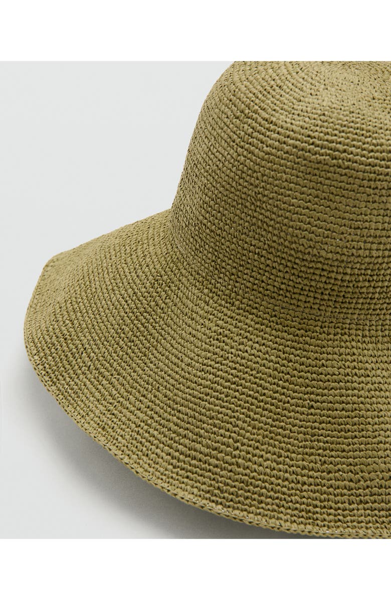 MANGO Straw Bucket Hat, Alternate, color, Khaki Green