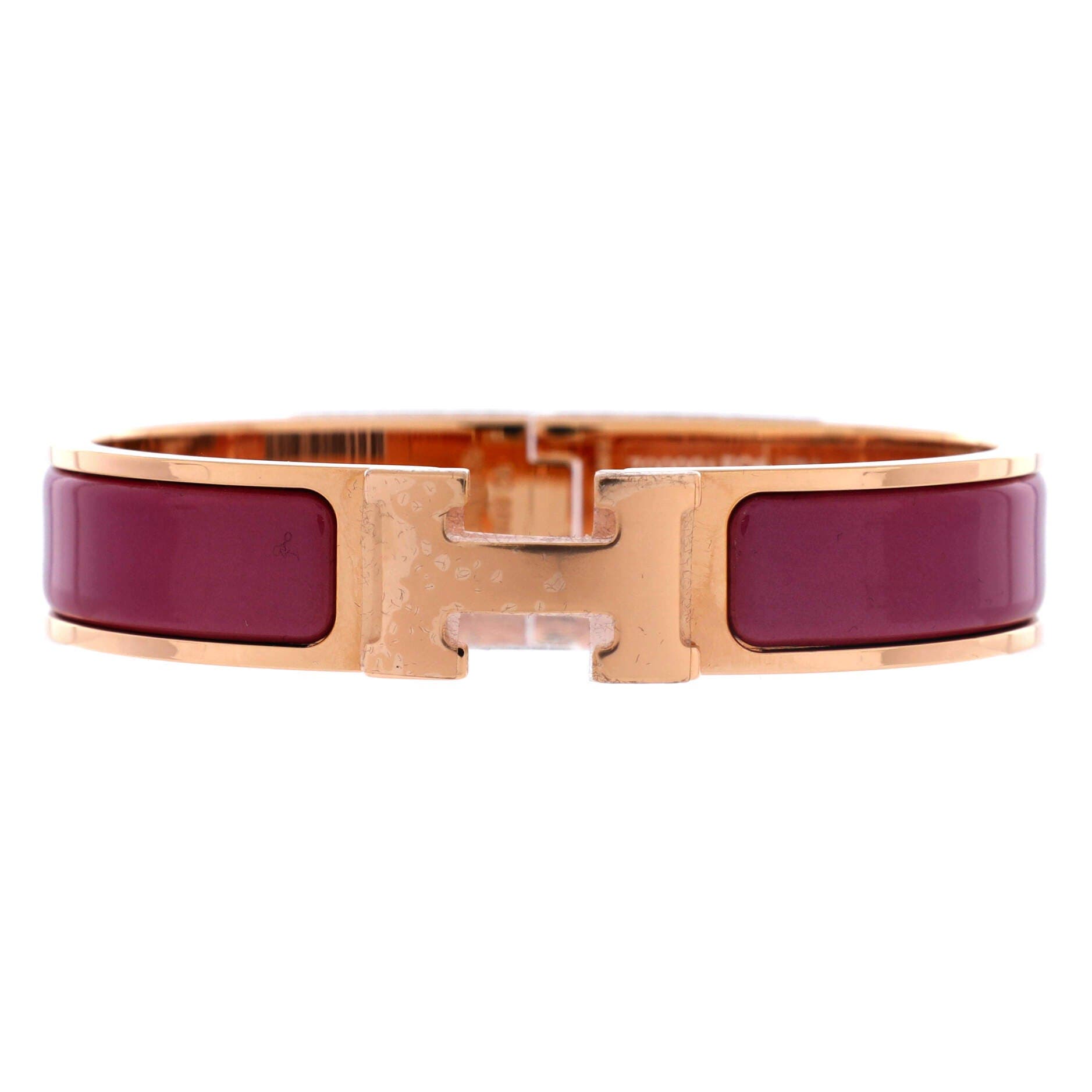 Pre-Owned Hermes Clic H Bracelet Enamel Narrow, Main, color, Purple