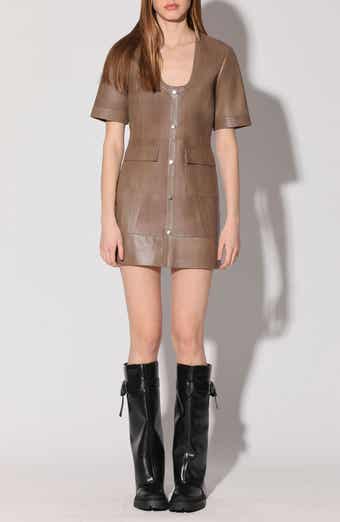 Walter Baker Harlynn Short Sleeve Leather Sheath Dress