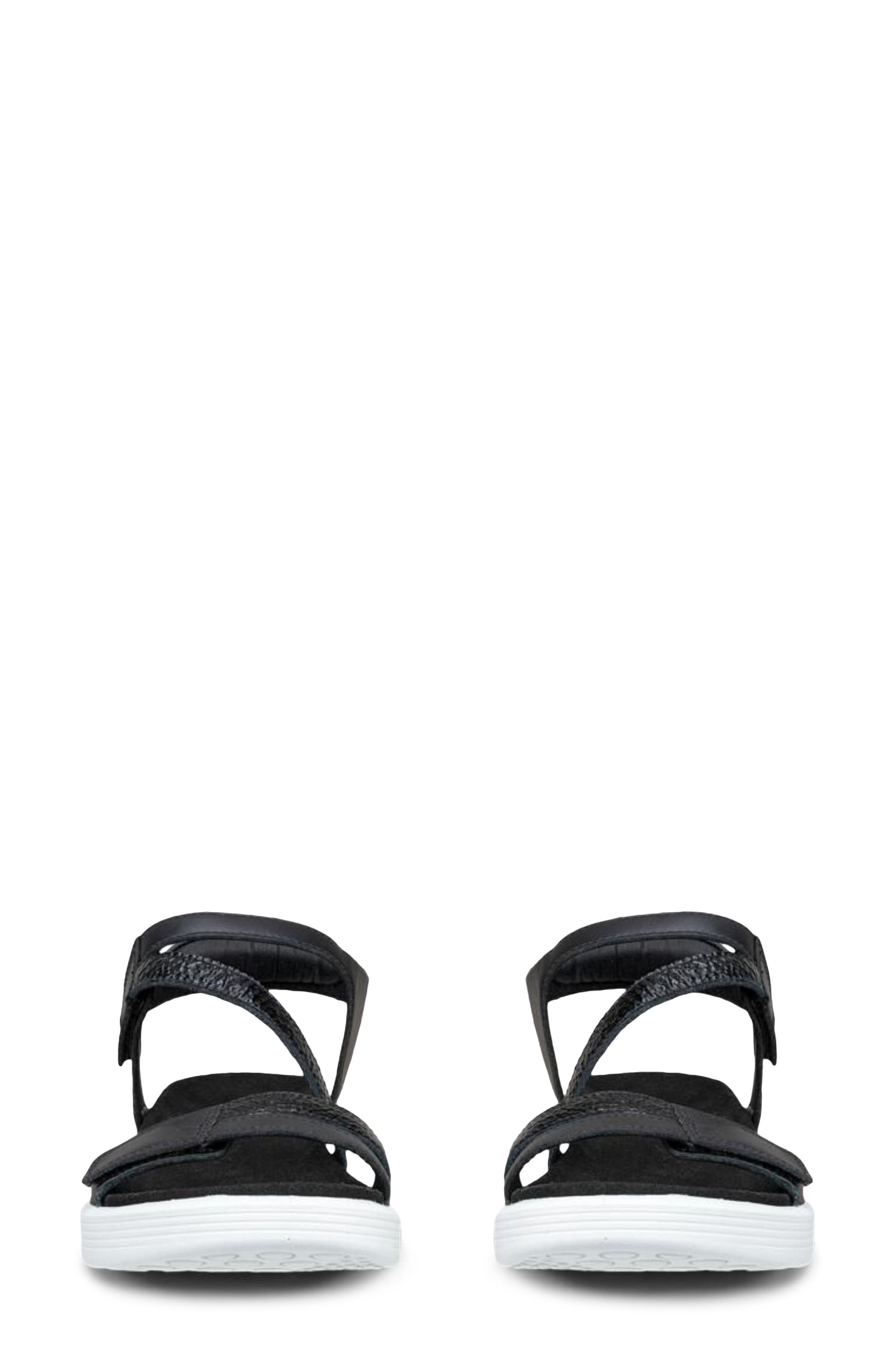 ECCO Soft Three Strap Sandal, Alternate, color, Black/ Black