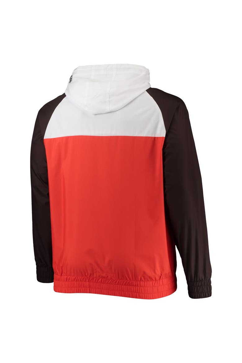 Men's New Era Orange/Brown Cleveland Browns Big & Tall League Raglan Quarter-Zip Hoodie, Alternate, color, Orange