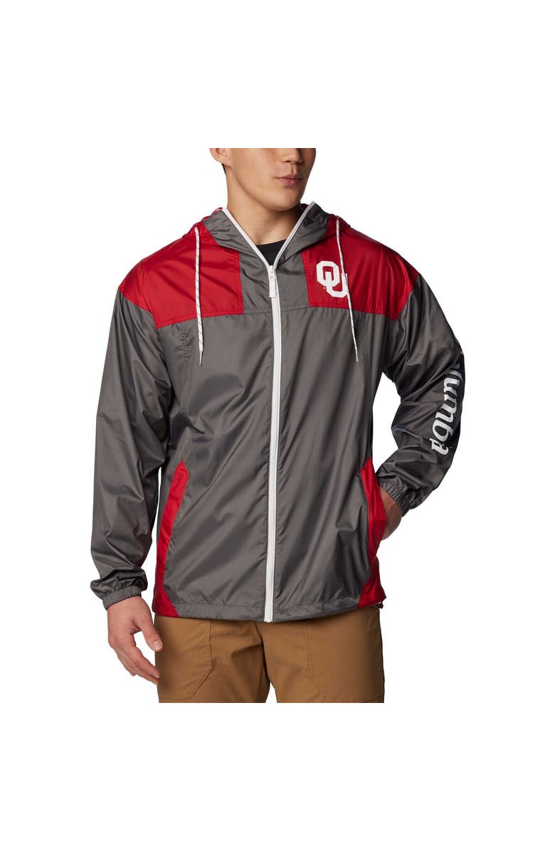 Columbia Men's Columbia Charcoal Oklahoma Sooners Flash Challenger Omni-Shade Full-Zip Windbreaker Hoodie Jacket, Main, color, Charcoal