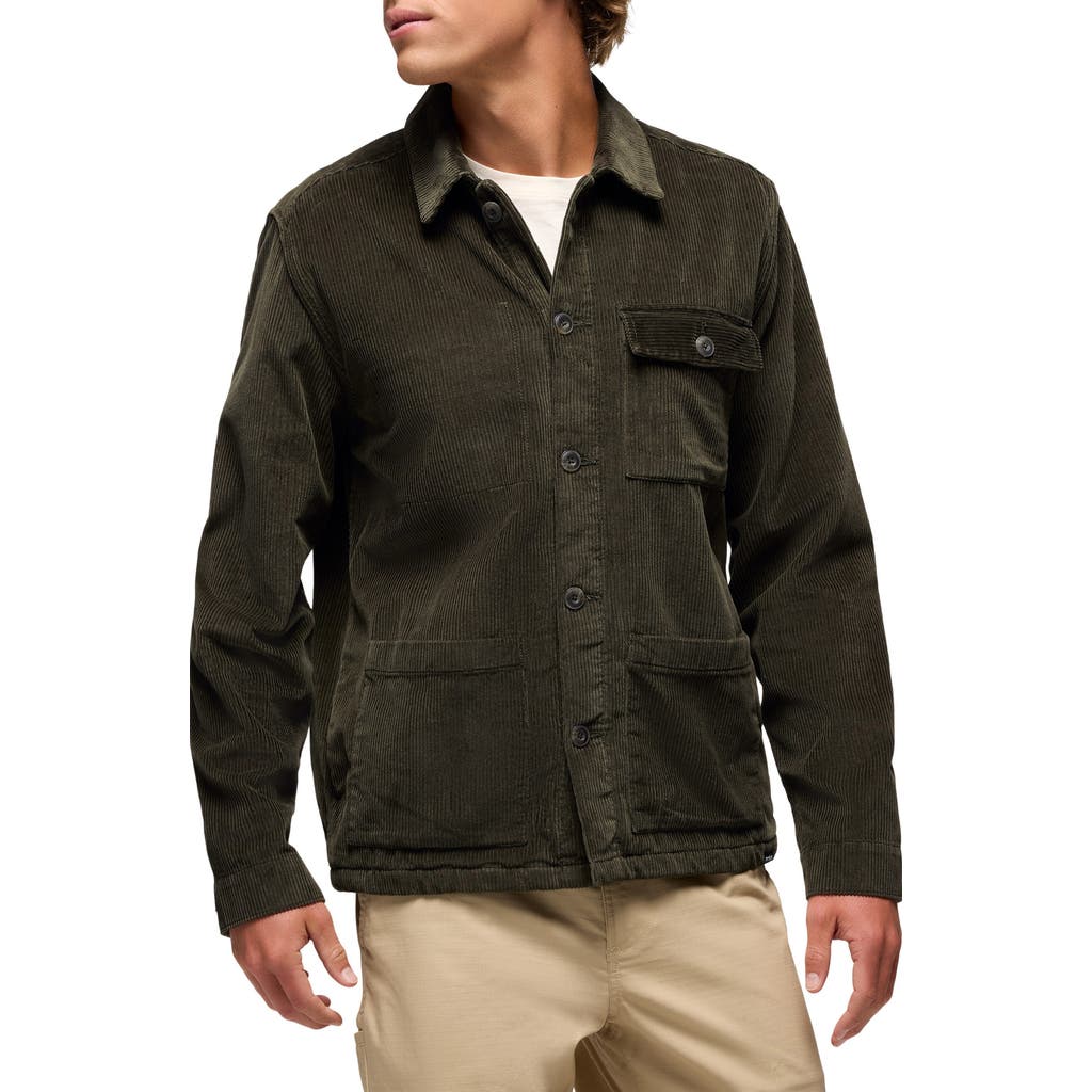 Prana Ridgecrest Organic Cotton Corduroy Chore Coat In Green