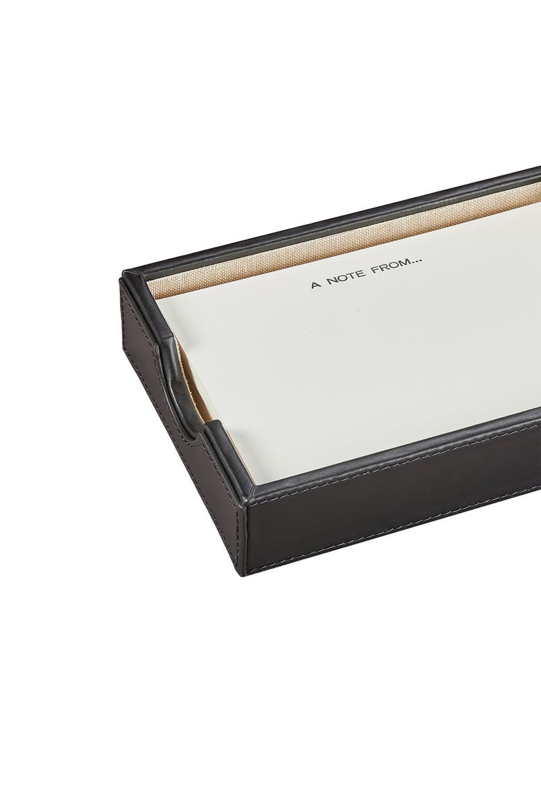 Classic Leather Memo Tray, Alternate, color, BLACK/IVORY