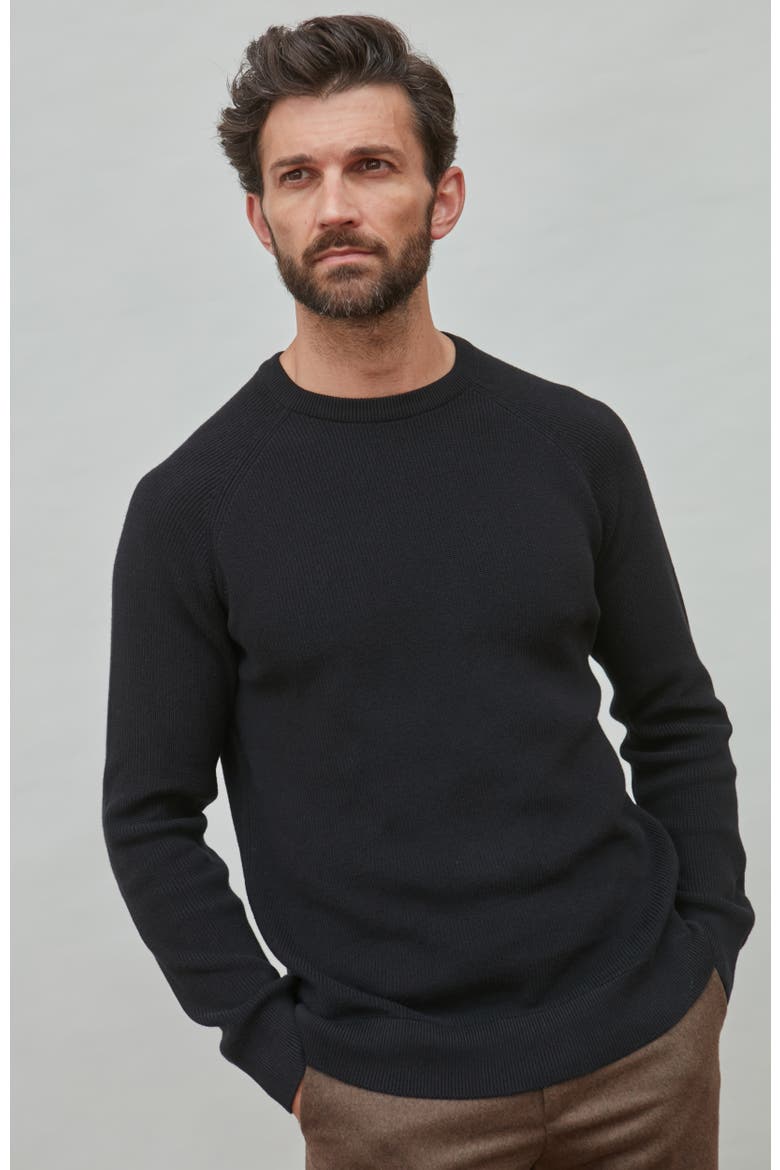 Cotton Lightweight Fisherman Rib Sweater, Main, color, Black