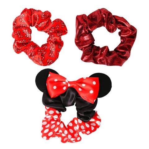 Minnie Mouse Scrunchies 3-Piece Official License, Disney Hair Accessories