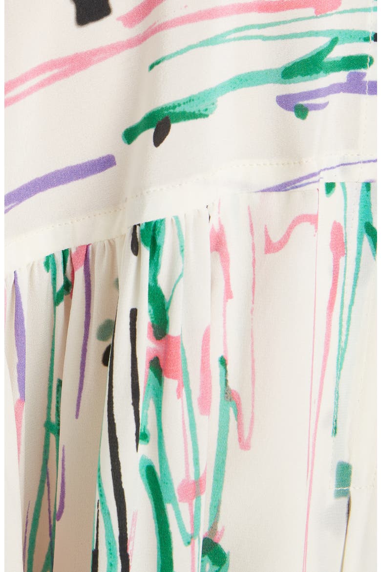 Scribble Print Stretch Silk Blouse, Alternate, color, ECRU