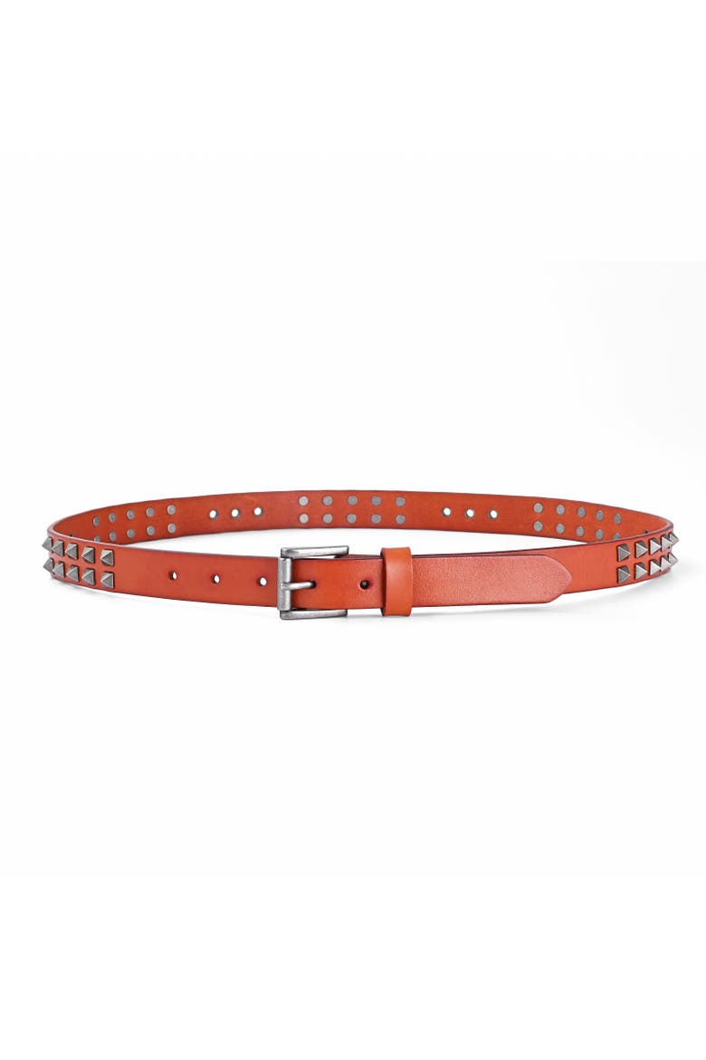 Lily Genuine Leather Studded Sleek Everyday Belt, Alternate, color, Camel