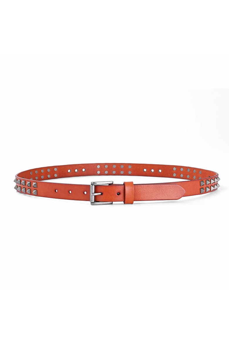 OLD TREND Lily Genuine Leather Studded Sleek Everyday Belt, Alternate, color, Camel