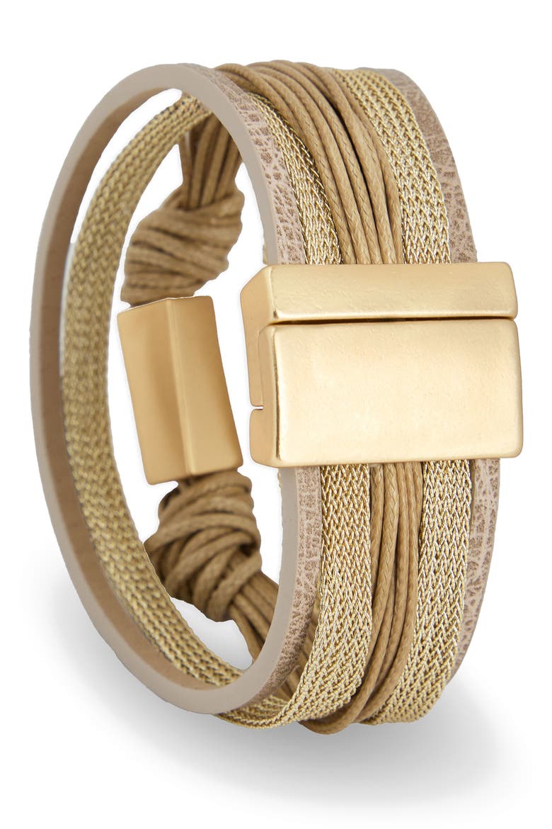 Mixed Media Multistrand Bracelet, Alternate, color, TAUPE