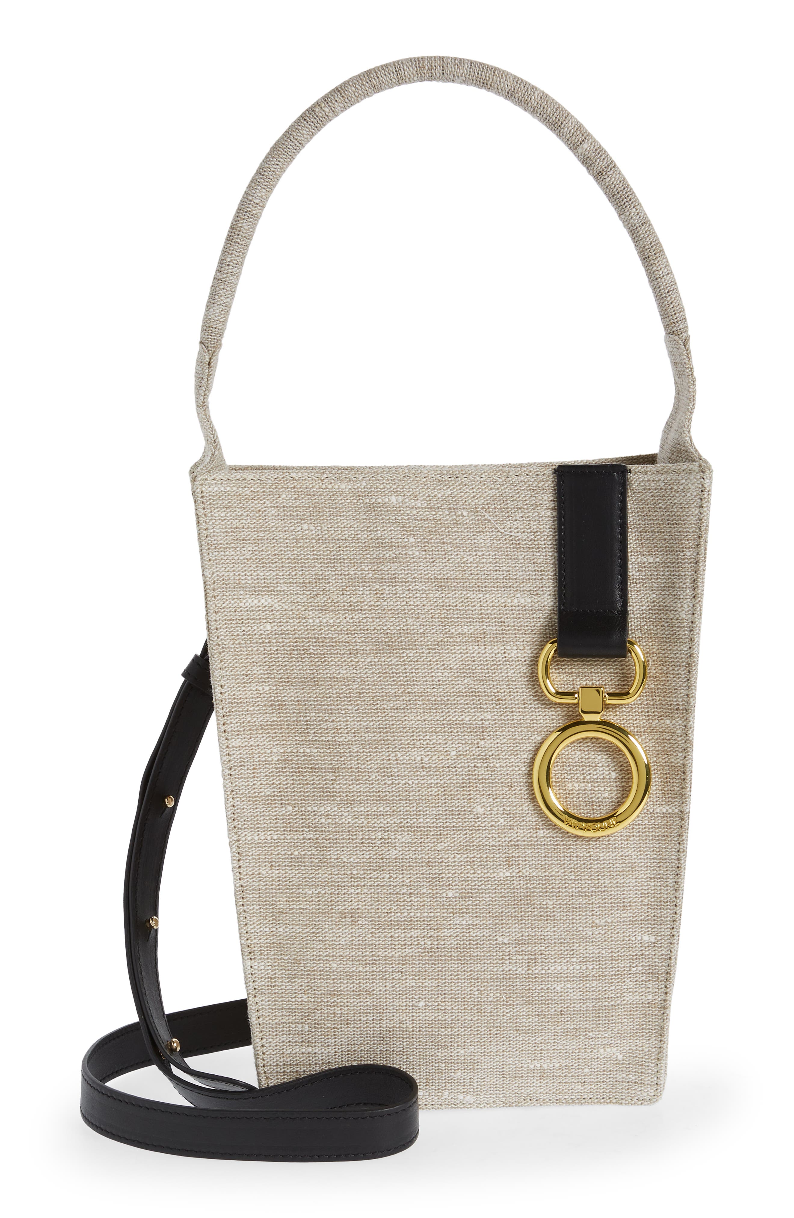 Vavvoune Mishe Linen & Leather Crossbody Bag, Main, color, 