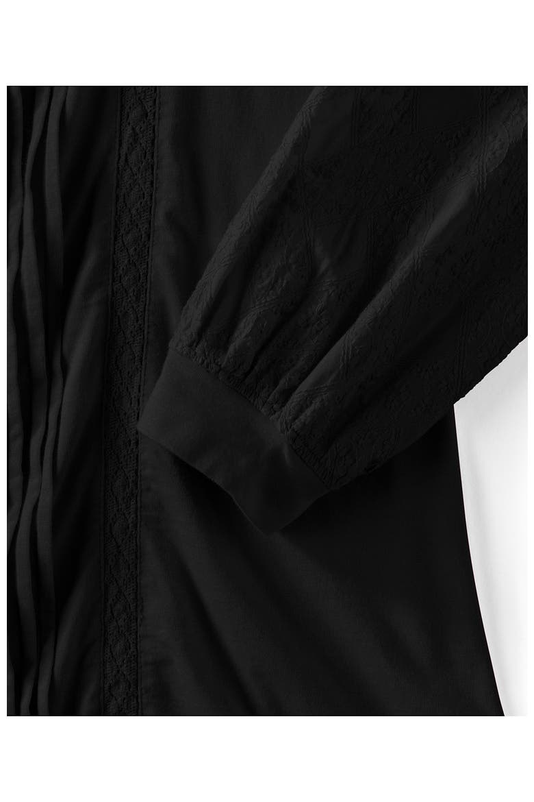 Lightweight Jersey Lace Mix Long Sleeve Pintuck Top, Alternate, color, Black