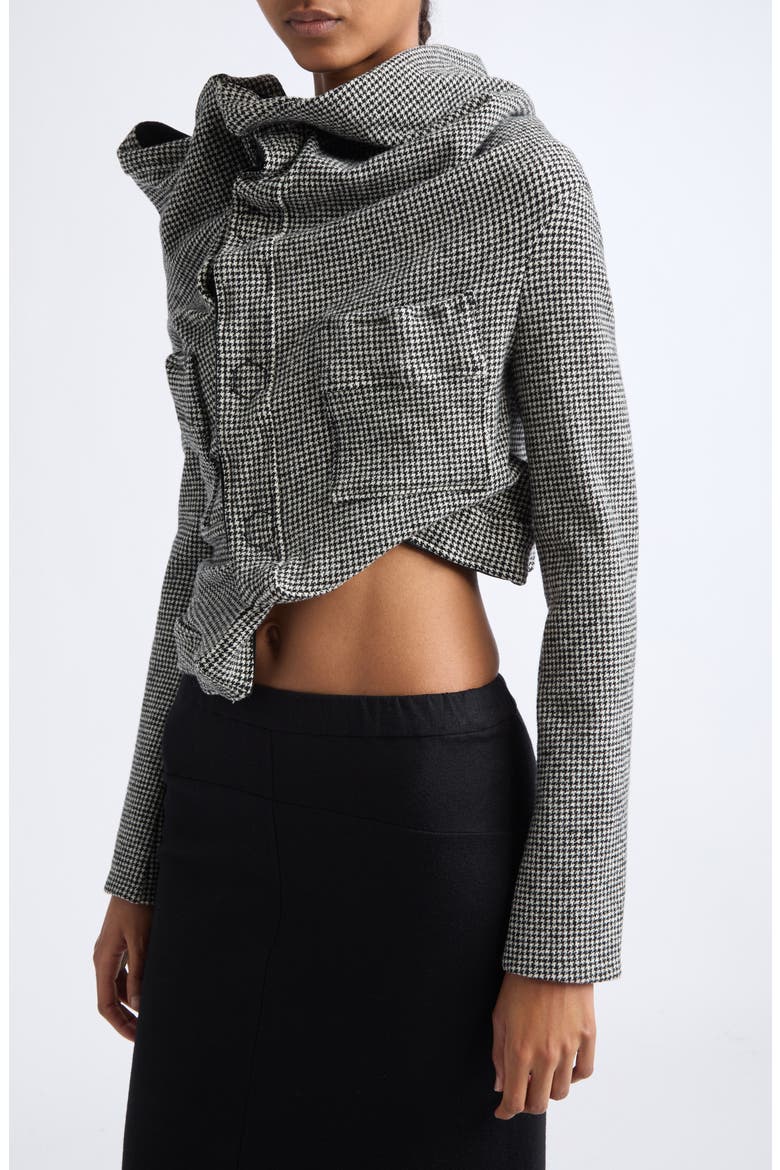 Asymmetrical Draped Wool Blend Jacket, Alternate, color, HOUNDSTOOTH