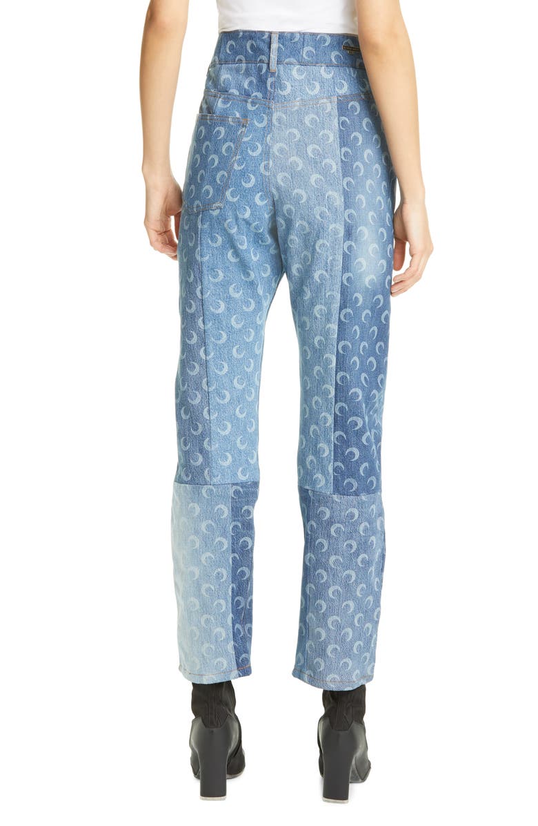 Marine Serre Moon Print Denim Pants, Alternate, color, 