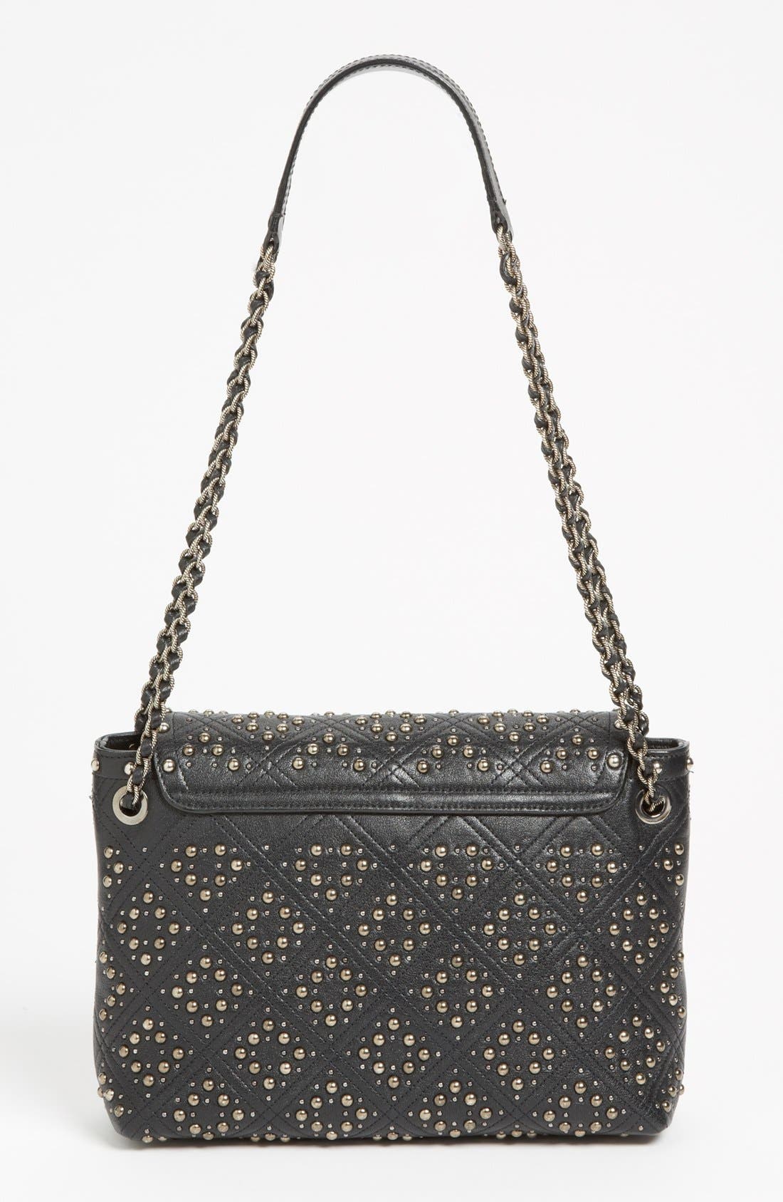 'Baroque Studs Single - Large' Leather Crossbody Bag, Alternate, color, BLACK/ ANTIQUE SILVER