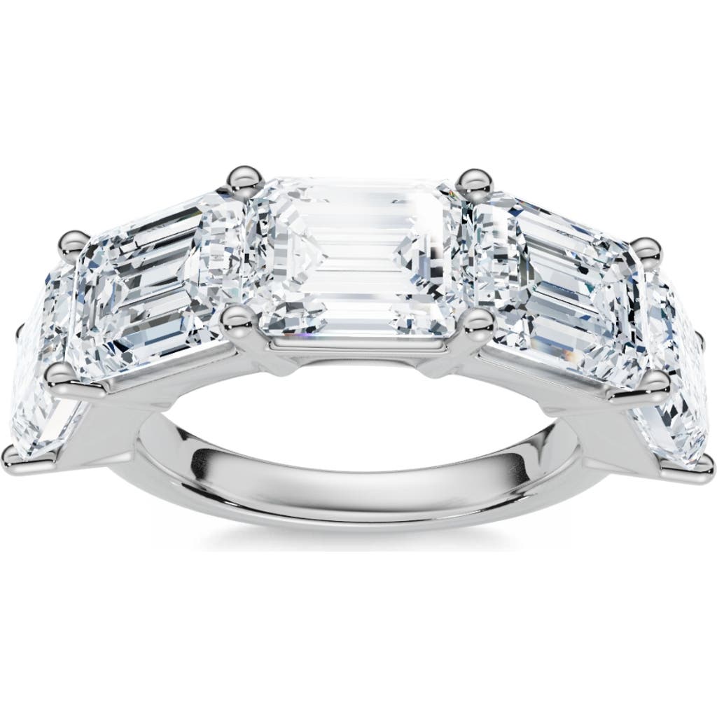Bliss Diamond 5.10ct Emerald Cut Diamond 5 Stone Wedding Anniversary Ring 14k Gold Lab Grown In 14k White Gold