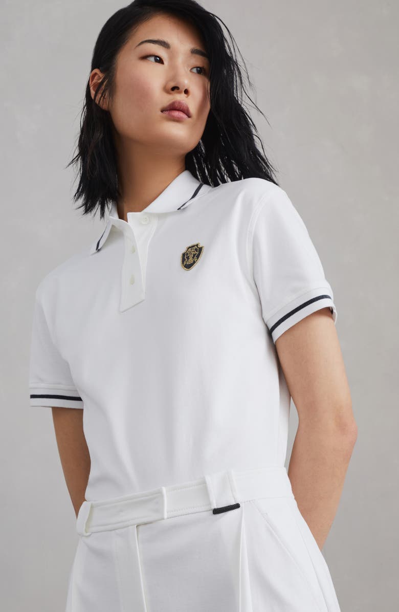 Brunello Cucinelli Cotton interlock shorts with shiny tab, Alternate, color, 