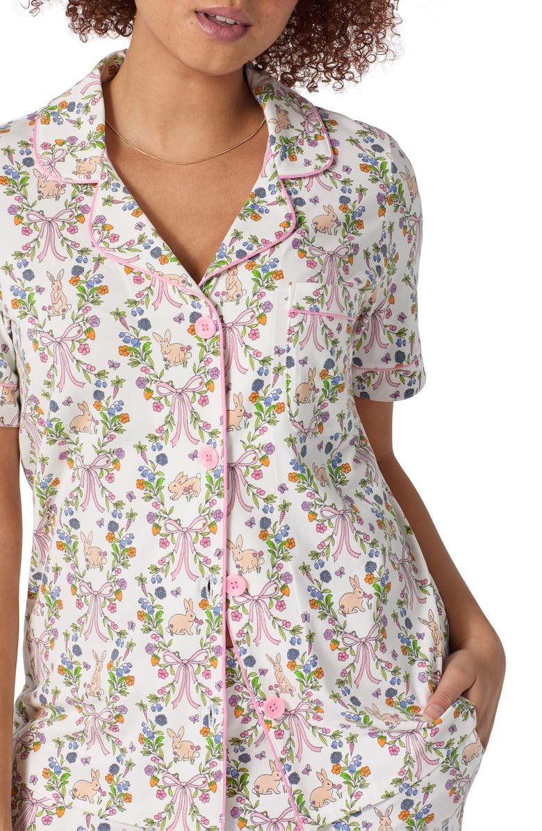 BedHead Pajamas Stretch Cotton Jersey Pajamas, Alternate, color, Bunny Blooms