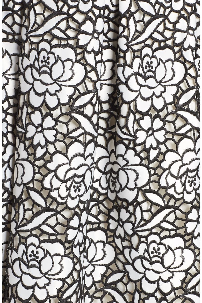 Pleated Floral Cutout Appliqué Skirt, Alternate, color, BLACK/IVORY