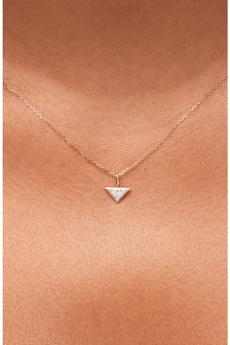 Solid Yellow Gold - Trillion Diamond Charm Necklace, Alternate, color, Gold