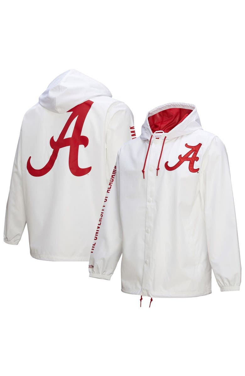 Mitchell & Ness Men's Mitchell & Ness  White Alabama Crimson Tide Coaches Full-Snap Hoodie Jacket, Main, color, 
