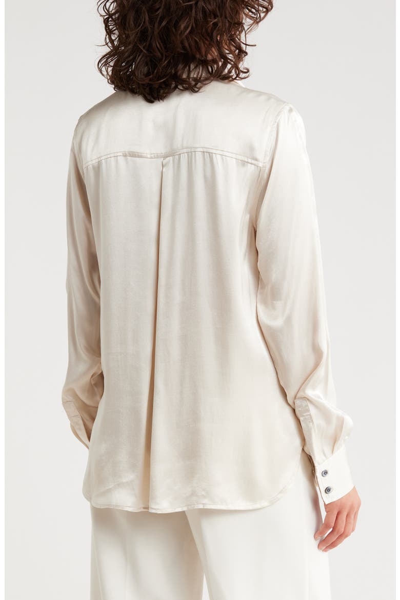 Long Sleeve Satin Button-Up Shirt, Alternate, color, CHAMPAGNE