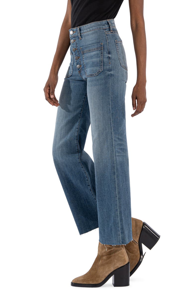 KUT from the Kloth Meg Patch Pocket Exposed Button High Waist Wide Leg Jeans, Alternate, color, 