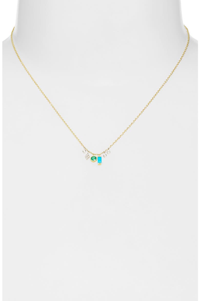 14k Gold Gemstone & Diamond Charm Necklace, Alternate, color, YELLOW GOLD