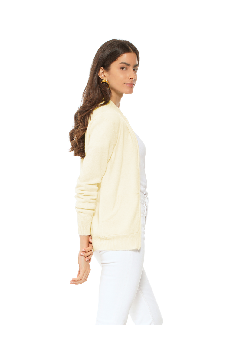 Pure Cashmere Double Slider Slider Zip Cardigan, Alternate, color, Butter Yellow