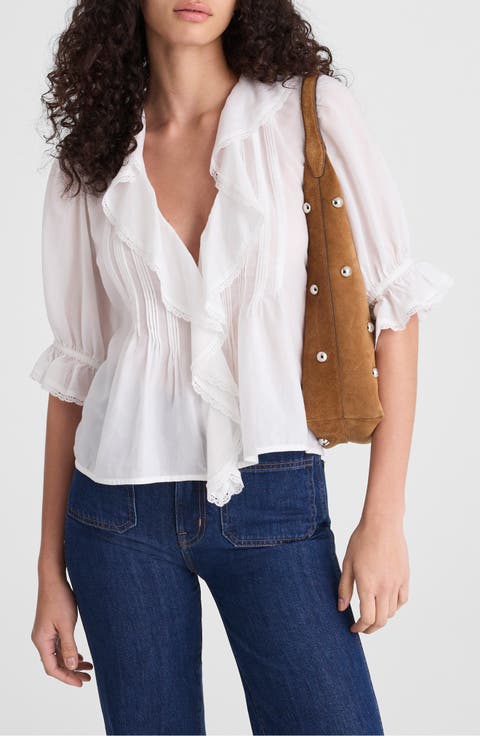 Cotton Blend Ruffle Top