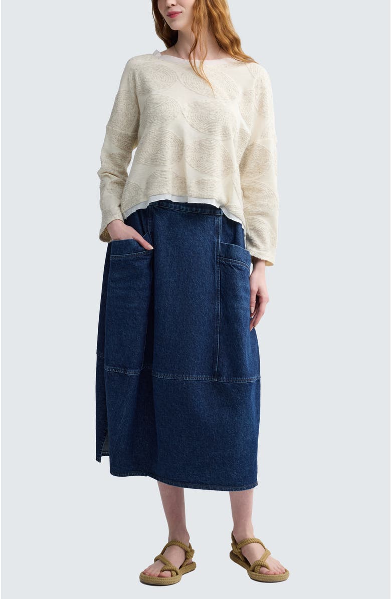 LUUKAA Riley Textured Hemp & Cotton Jacquard Blouse, Alternate, color, Nature